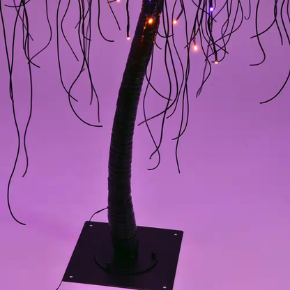7 Ft. Purple Pre-Lit LED Halloween Tree Artificial Christmas Tree with Spiders a