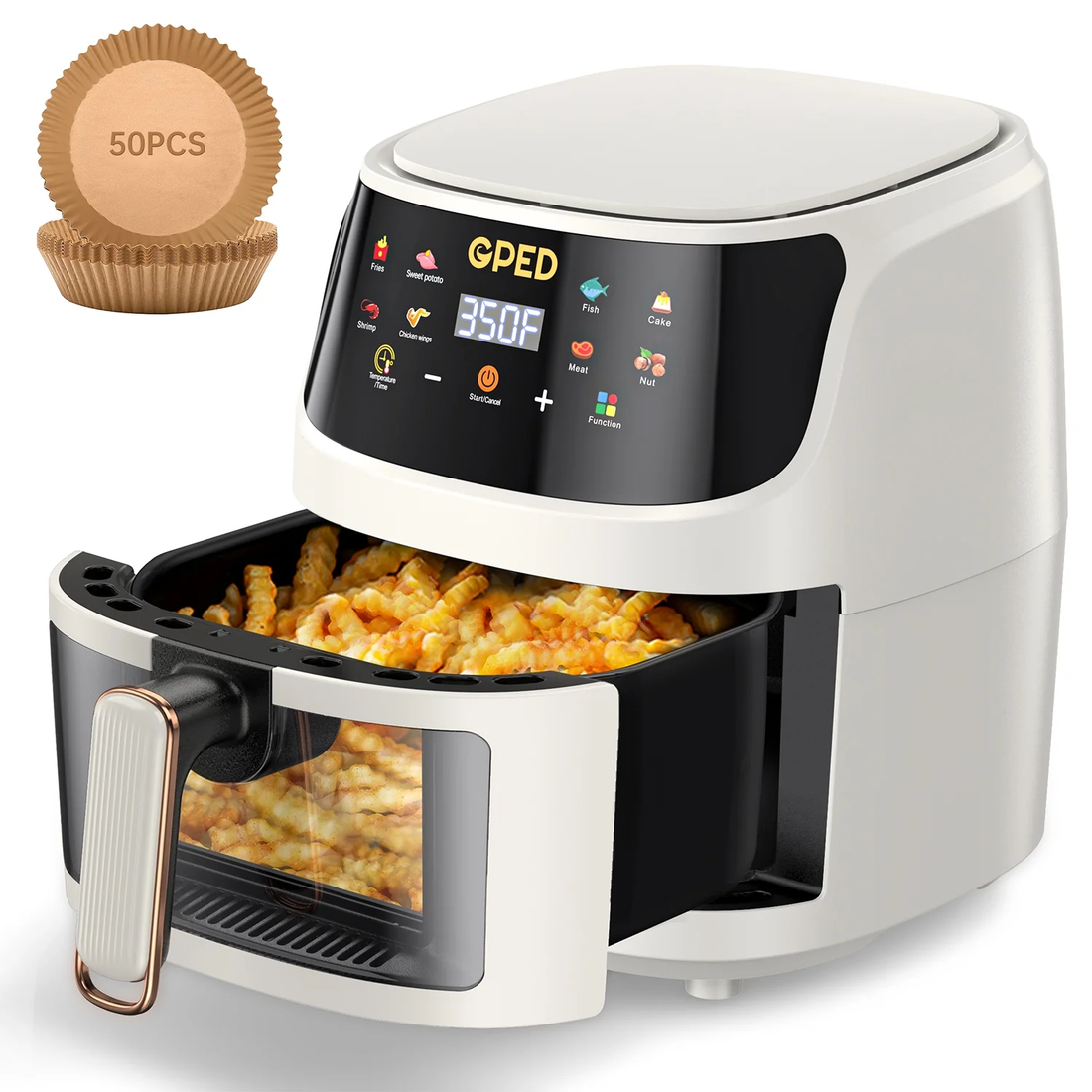 Air Fryer, 7.5 QT 8-In-1 Oilless Air Fryer Oven with Visible Cooking Window, One