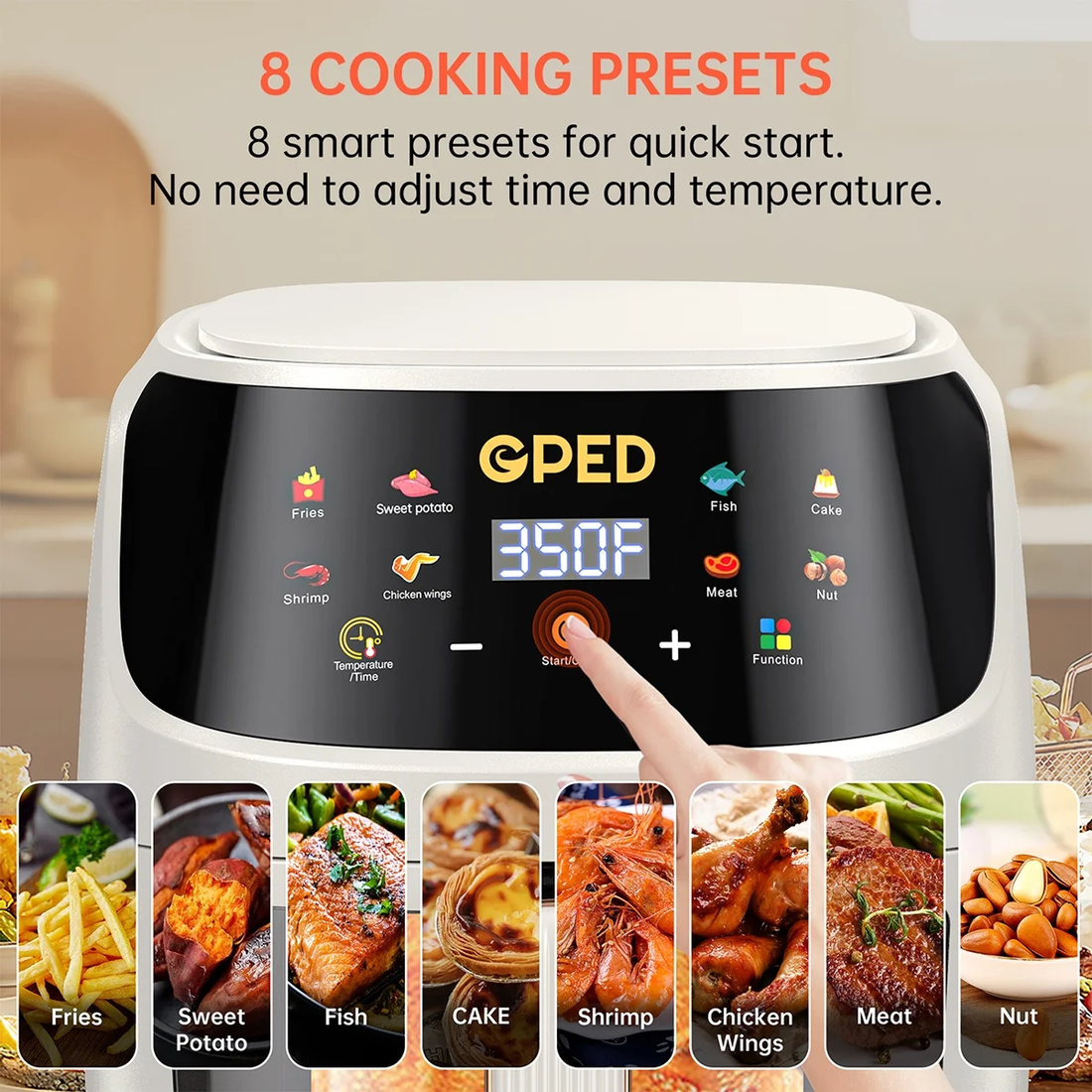 Air Fryer, 7.5 QT 8-In-1 Oilless Air Fryer Oven with Visible Cooking Window, One