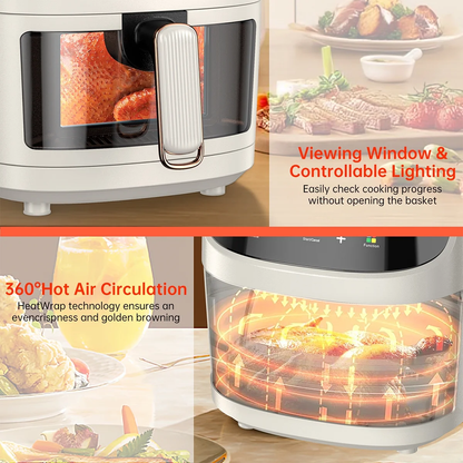 Air Fryer, 7.5 QT 8-In-1 Oilless Air Fryer Oven with Visible Cooking Window, One
