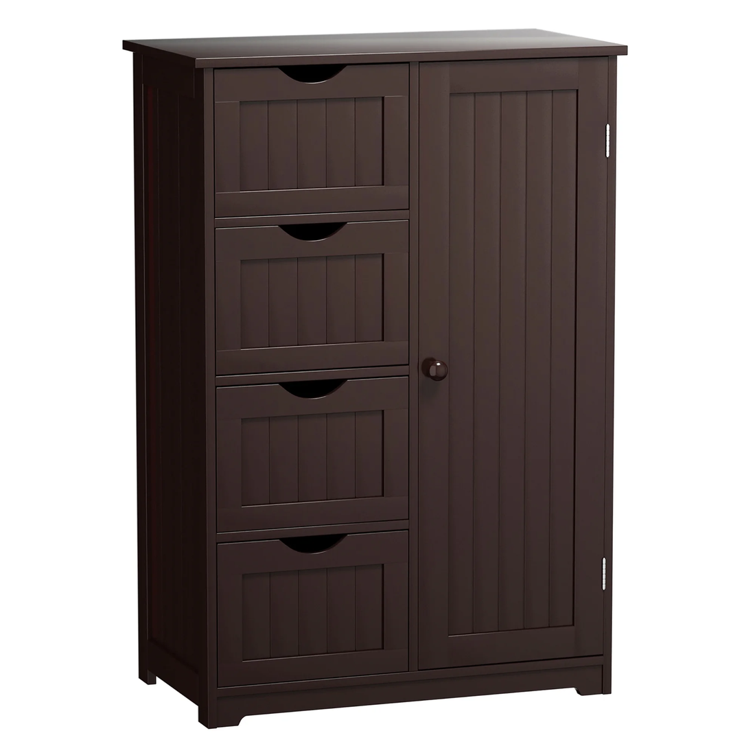 Bathroom Storage Wooden 4 Drawer Cabinet Cupboard 2 Shelves Free Standing Brown