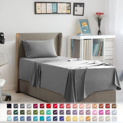 Bed Sheet Sets, 1800 Series Deep Pocket Bedding, Luxury Soft Microfiber, Gray Tw
