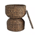 Bhola 18 In. Hourglass Handwoven Hyacinth Storage Accent Table with Lid, Brown W