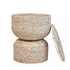 Bhola 18 In. Hourglass Handwoven Hyacinth Storage Accent Table with Lid, White W