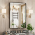 Black 24 in W X 36 In. H Farmhouse Wall-Mounted Rectangle Metal Framed Mirror wi