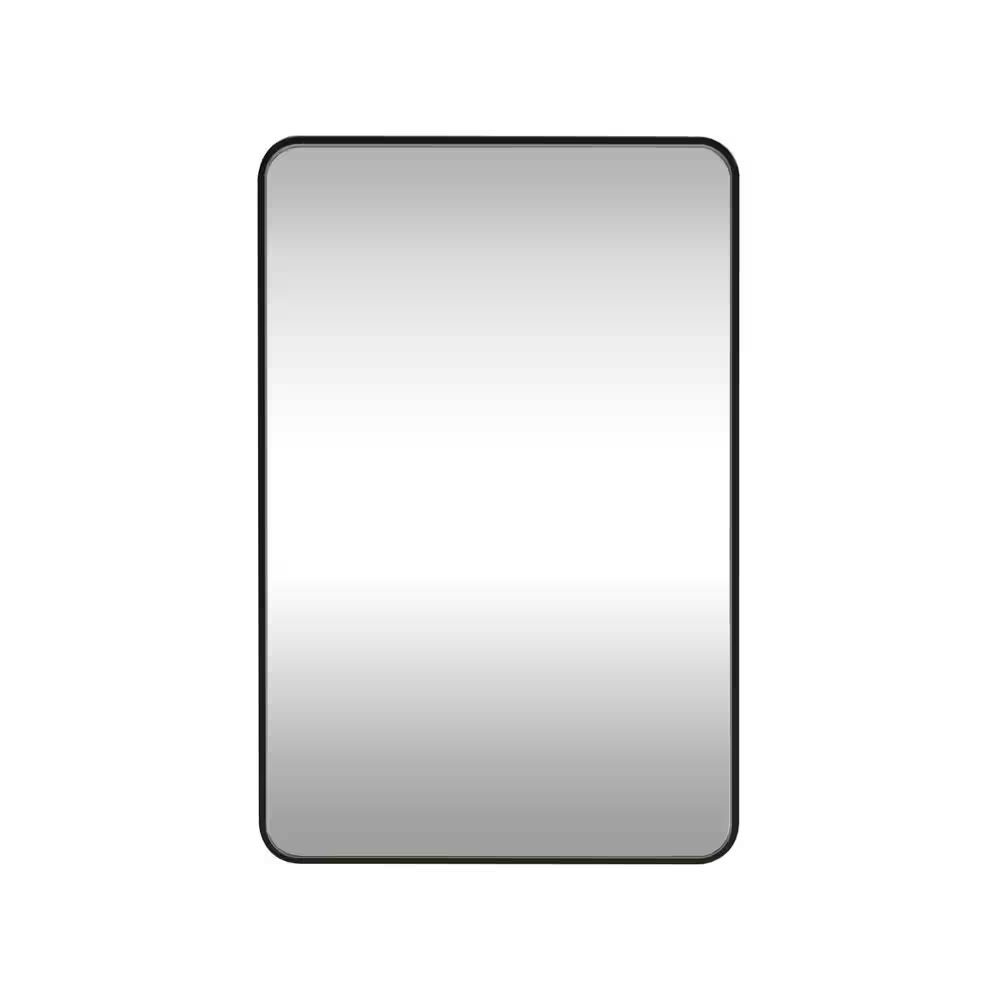 Black 24 in W X 36 In. H Farmhouse Wall-Mounted Rectangle Metal Framed Mirror wi