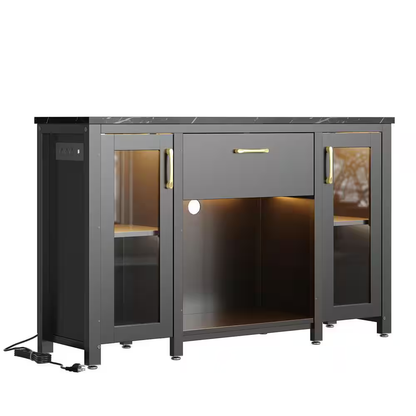 Black 30 In. 55 Gal. Aquarium Stand with Dual Glass Cabinet, Fish Tank Stand wit