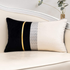 Black Patchwork Velvet Lumbar Pillow Cover with Gold Striped Leather Cushion Cas
