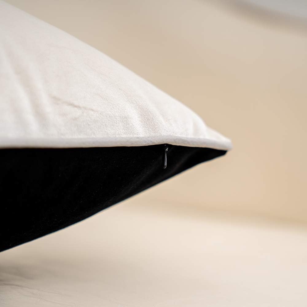 Black Patchwork Velvet Lumbar Pillow Cover with Gold Striped Leather Cushion Cas