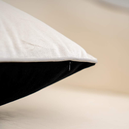 Black Patchwork Velvet Lumbar Pillow Cover with Gold Striped Leather Cushion Cas