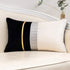 Black Patchwork Velvet Lumbar Pillow Cover with Gold Striped Leather Cushion Cas