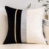 Black Patchwork Velvet Throw Pillow Cover with Gold Striped Leather Cushion Case