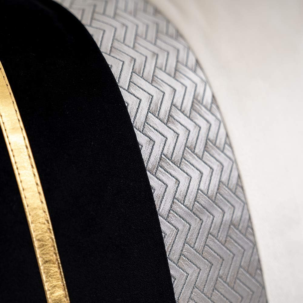 Black Patchwork Velvet Throw Pillow Cover with Gold Striped Leather Cushion Case