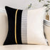 Black Patchwork Velvet Throw Pillow Cover with Gold Striped Leather Cushion Case