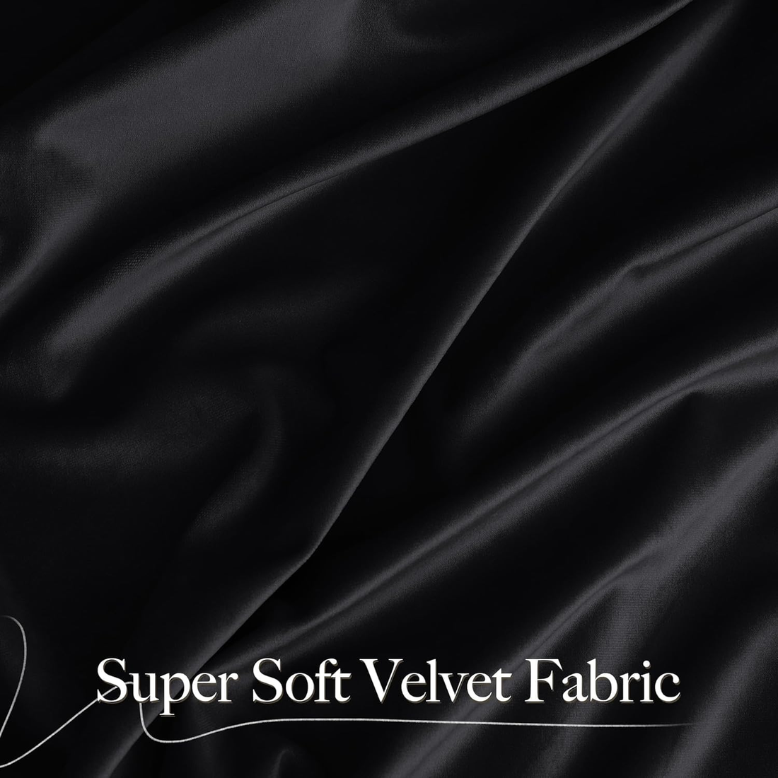 Black Velvet Blackout Curtains 96 Inch Long for Bedroom and Living Room, Thermal
