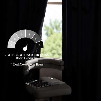 Black Velvet Blackout Curtains 96 Inch Long for Bedroom and Living Room, Thermal