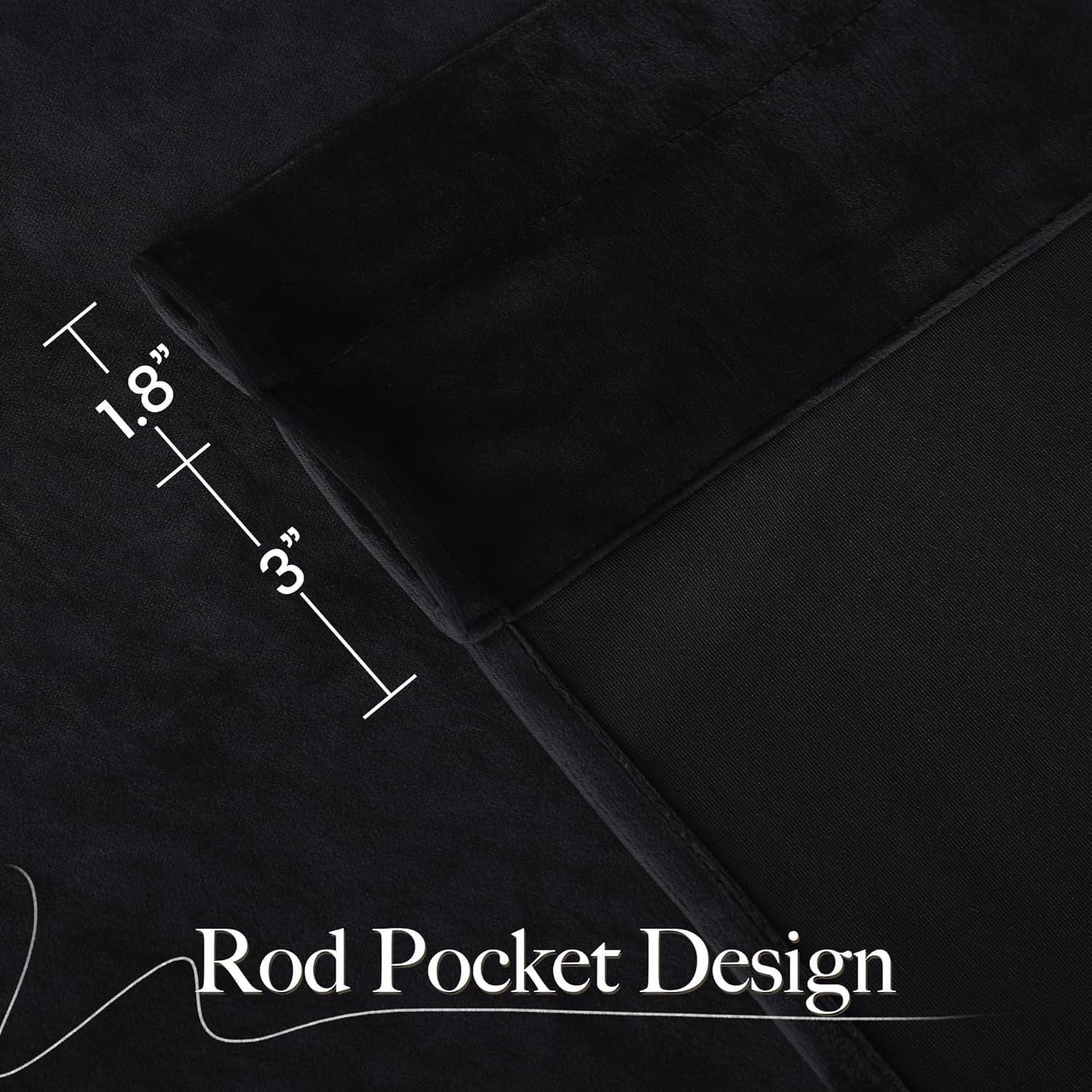 Black Velvet Blackout Curtains 96 Inch Long for Bedroom and Living Room, Thermal