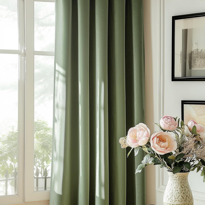 Blackout Velvet Curtains Green 84 Inch Thermal Insulated Drapes for Dinning Room