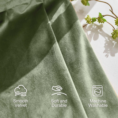 Blackout Velvet Curtains Green 84 Inch Thermal Insulated Drapes for Dinning Room