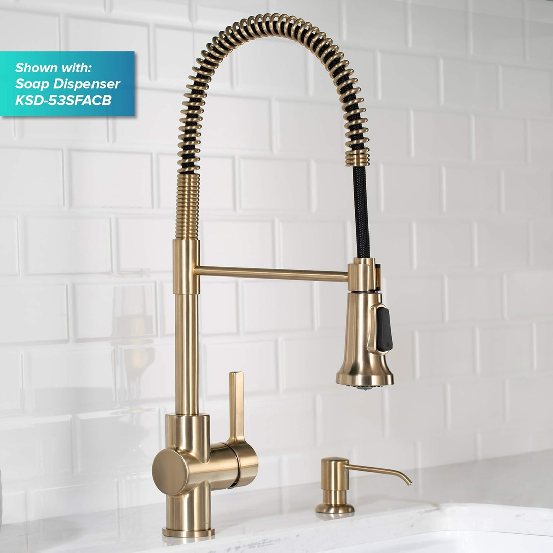 Britt Commercial Style Kitchen Faucet in Spot Free Antique Champagne Bronze, KPF