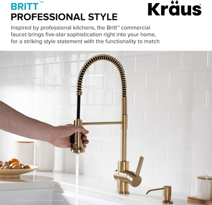 Britt Commercial Style Kitchen Faucet in Spot Free Antique Champagne Bronze, KPF