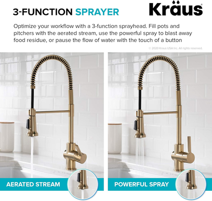 Britt Commercial Style Kitchen Faucet in Spot Free Antique Champagne Bronze, KPF