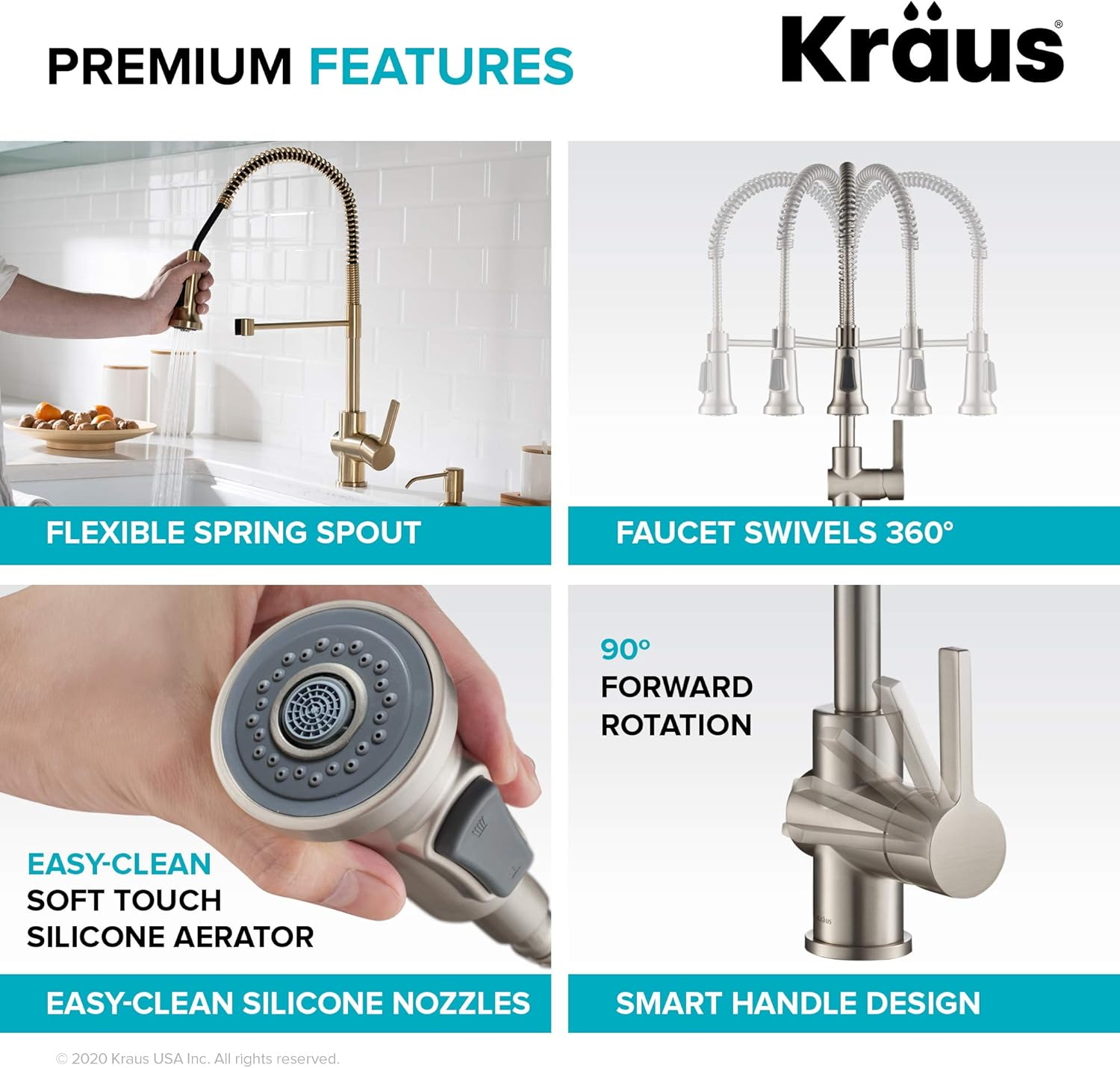 Britt Commercial Style Kitchen Faucet in Spot Free Antique Champagne Bronze, KPF