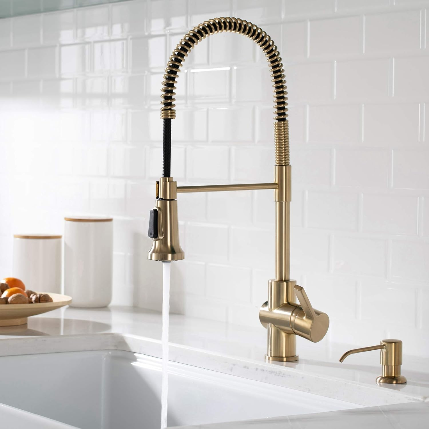 Britt Commercial Style Kitchen Faucet in Spot Free Antique Champagne Bronze, KPF