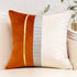 Burnt Orange Patchwork Velvet Throw Pillow Cover with Gold Striped Leather Cushi