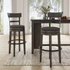 Caitbrook 30.5 In. Gray Low Back Wood Bar Stool Upholstered Stool with Polyester