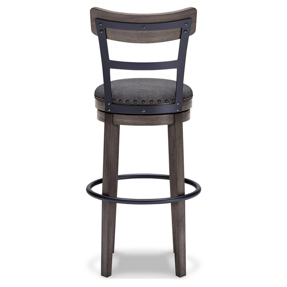 Caitbrook 30.5 In. Gray Low Back Wood Bar Stool Upholstered Stool with Polyester