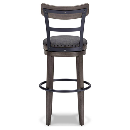 Caitbrook 30.5 In. Gray Low Back Wood Bar Stool Upholstered Stool with Polyester