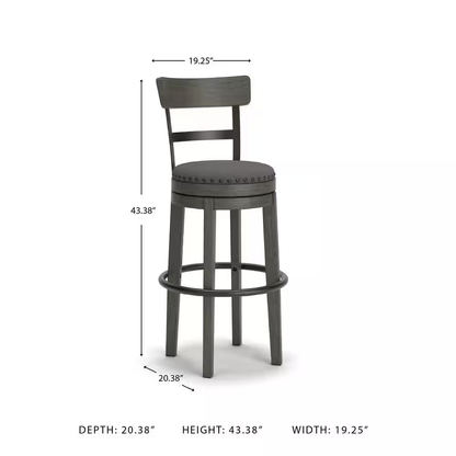 Caitbrook 30.5 In. Gray Low Back Wood Bar Stool Upholstered Stool with Polyester