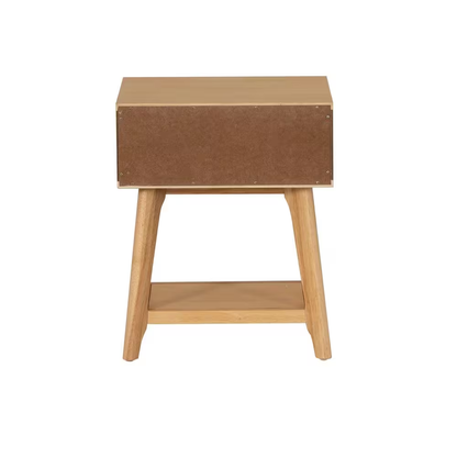 Carolina 18 In. Natural Cane Rectangle Wood Side End Table Nightstand with 1-Dra