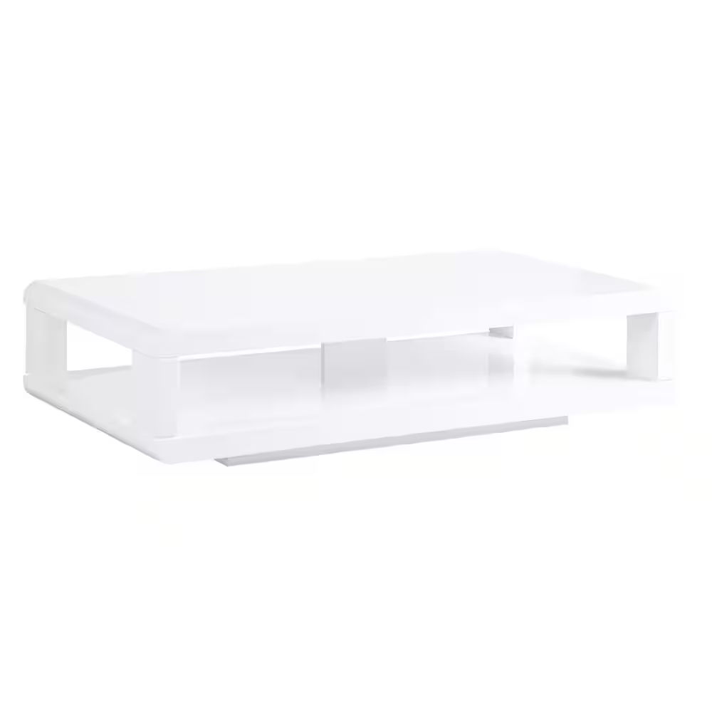 CASA 48 In. White Lacquered Rectangle Wood Top Coffee Table with Shelf