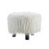 Daisy White Faux Fur Polyester round Accent 16 In. Ottoman
