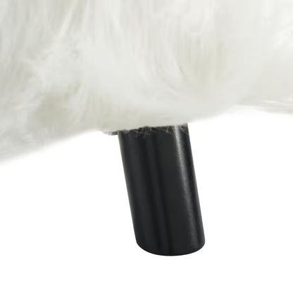 Daisy White Faux Fur Polyester round Accent 16 In. Ottoman