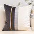 Dark Grey Patchwork Velvet Throw Pillow Cover with Gold Striped Leather Cushion 