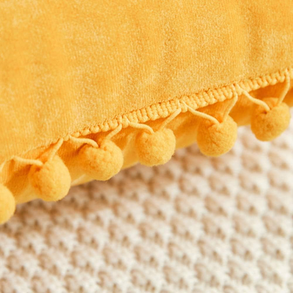 Decorative Throw Pillow Covers with Pom Poms, Pack of 2 Soft Particles Velvet Pi