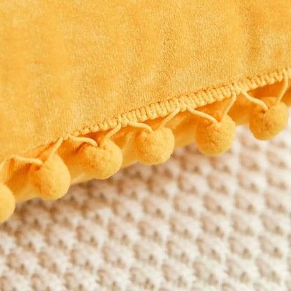 Decorative Throw Pillow Covers with Pom Poms, Pack of 2 Soft Particles Velvet Pi
