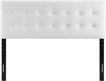 Emily Queen Biscuit Tufted Performance Velvet Headboard, White