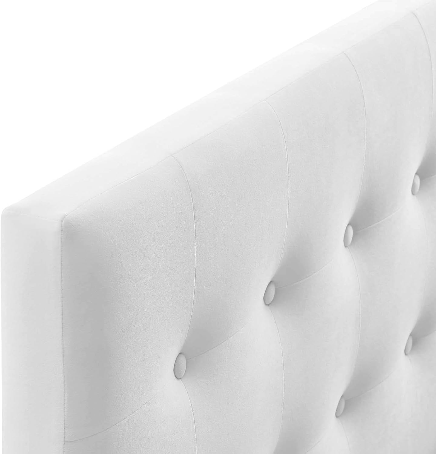 Emily Queen Biscuit Tufted Performance Velvet Headboard, White