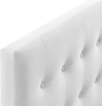 Emily Queen Biscuit Tufted Performance Velvet Headboard, White