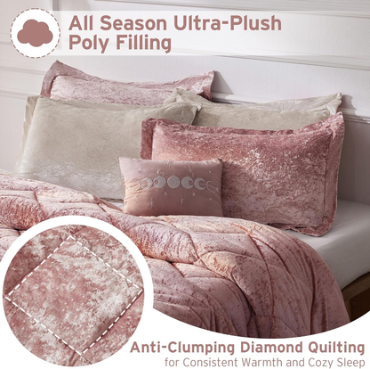Felicia Luxe Comforter Velvet Lush Double Sided Diamond Quilting, Modern All Sea