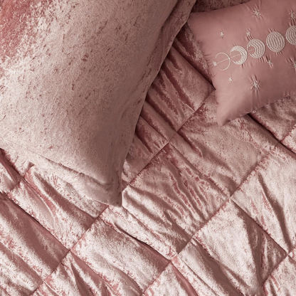 Felicia Luxe Comforter Velvet Lush Double Sided Diamond Quilting, Modern All Sea