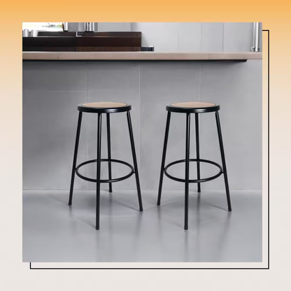 Felix Collection 30 In. Black Metal Stool, Masonite Seat Pan, Assemblyready