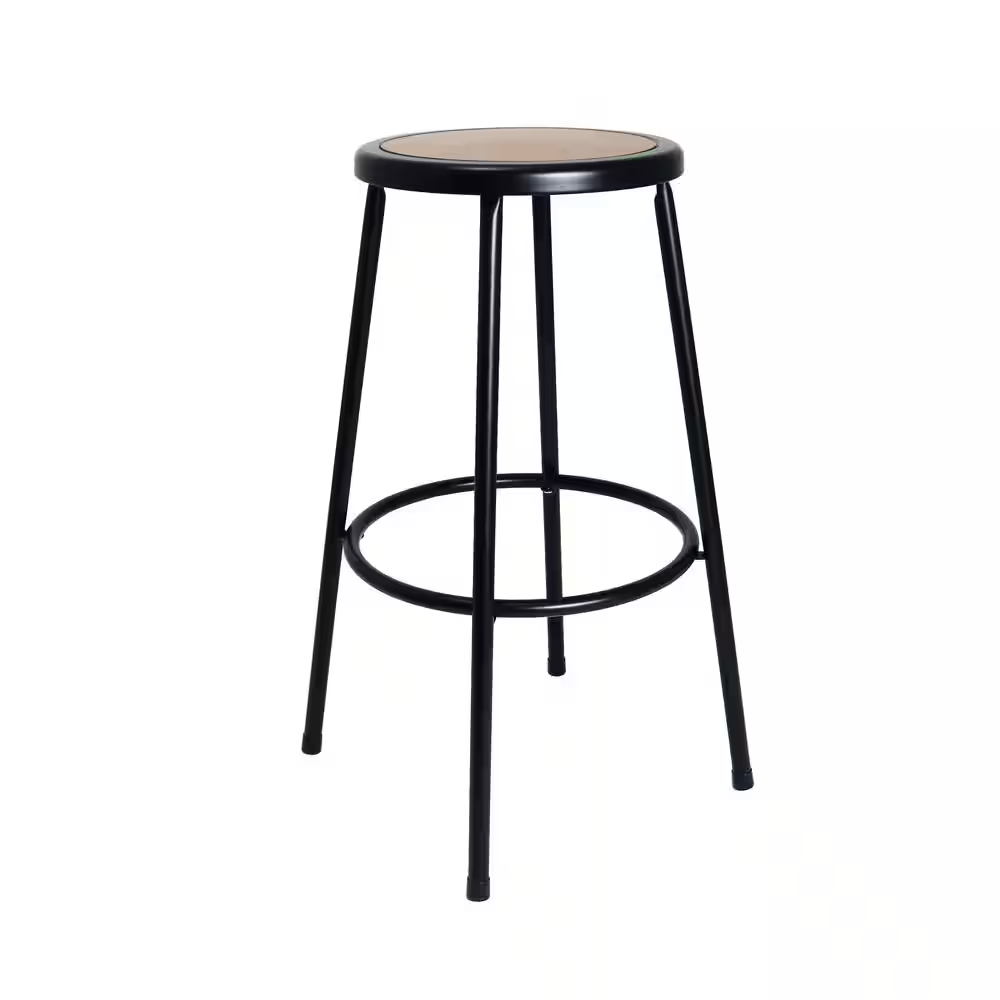 Felix Collection 30 In. Black Metal Stool, Masonite Seat Pan, Assemblyready