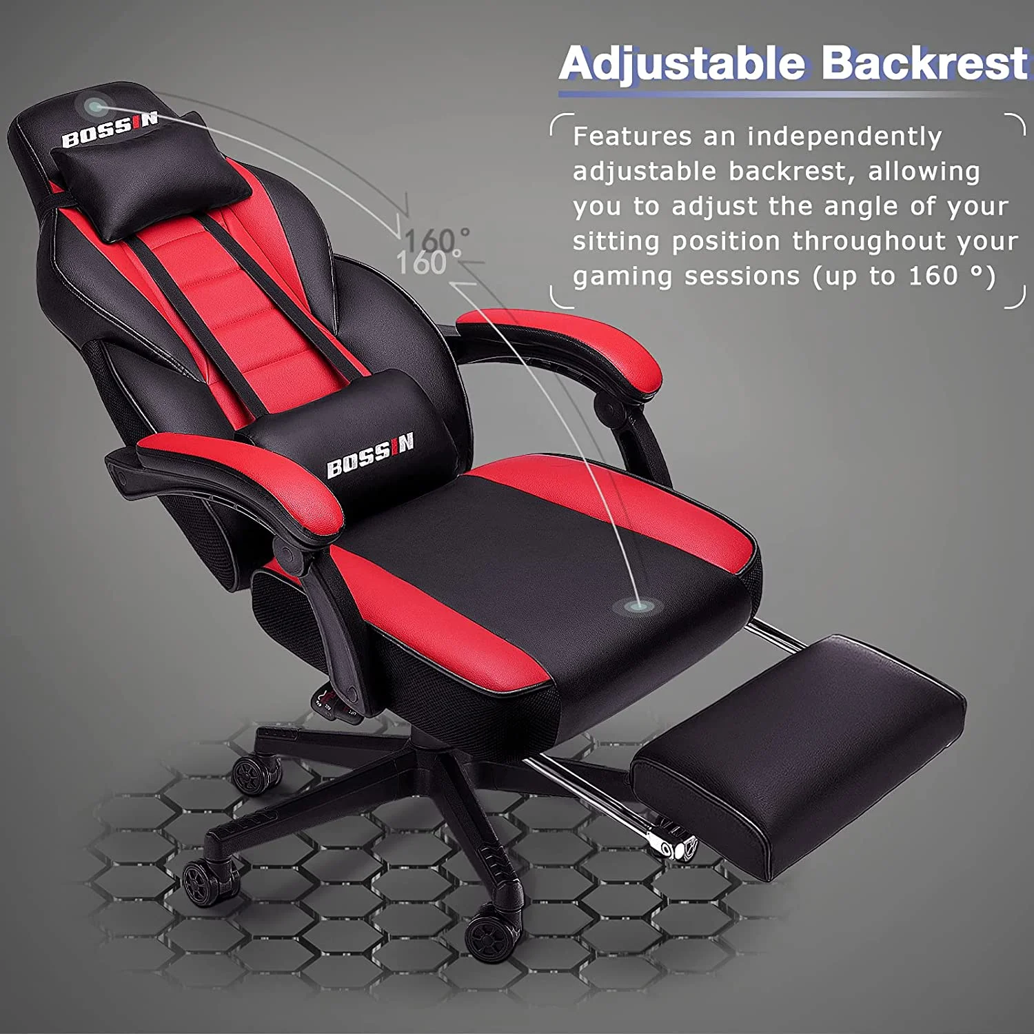 Gaming Chairs with Footrest, Massage Leather Game Chair for Adults, Big and Tall