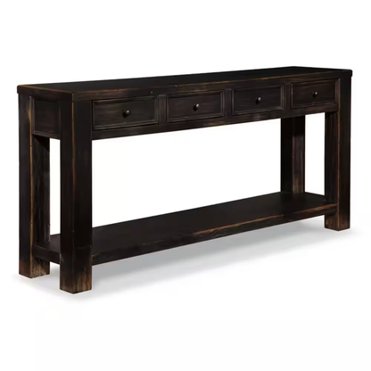 Gavelston 64 In. Black Rectangle MDF Console Table with Drawer