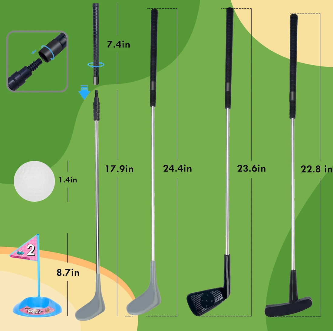 Golf Club Set for Kids, Indoor Outdoor Sports Toys, Birthday Gift for Boys Girls